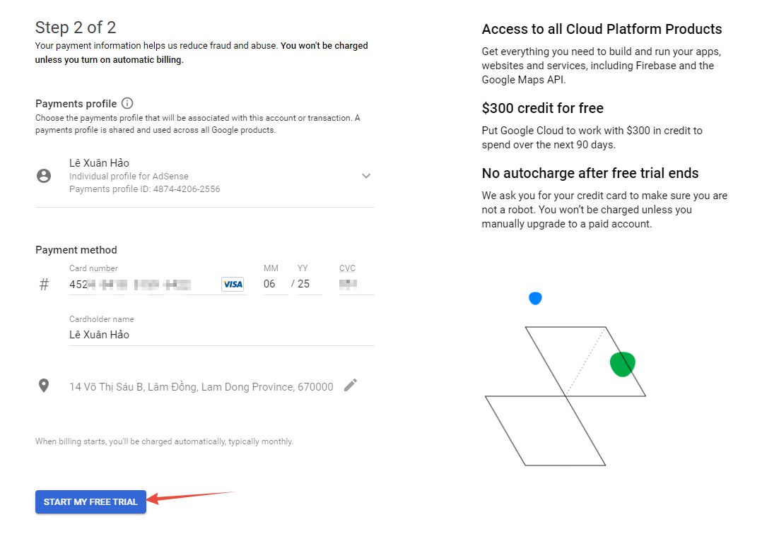 Hướng dẫn cách tạo VPS Google Cloud nhận 300$ miễn phí (2)