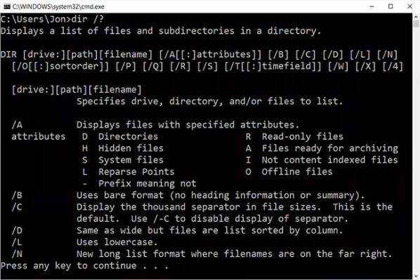 Hướng dẫn chi tiết cách sử dụng lệnh DIR trong Windows 2