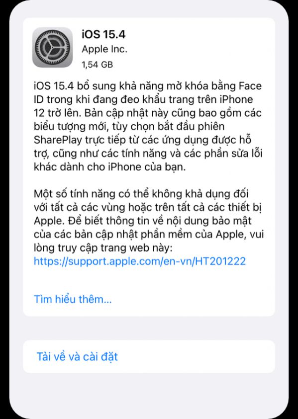 iOS 15.4 ra mắt, cho mở khóa bằng Face ID khi đeo khẩu trang 2
