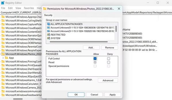 Sửa lỗi "Invalid Value for Registry" trên Windows Photos như nào?5