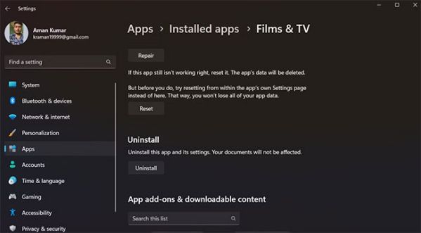 Sửa lỗi ứng dụng Films & TV không hoạt động trên Windows 11 7